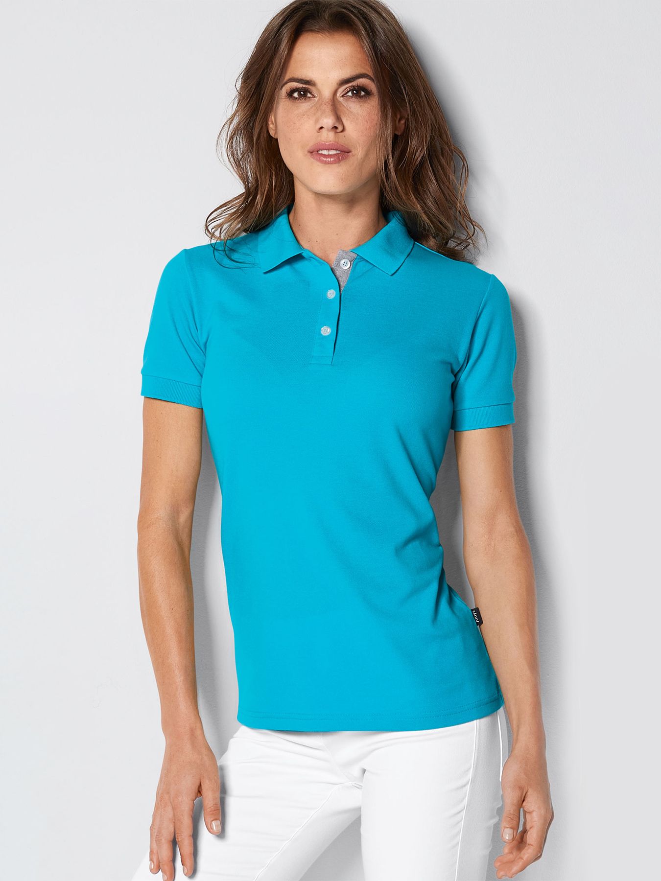 Kauluksellinen paita SARNIA, PIKÉ - nappikiinnitys väritehosteella 