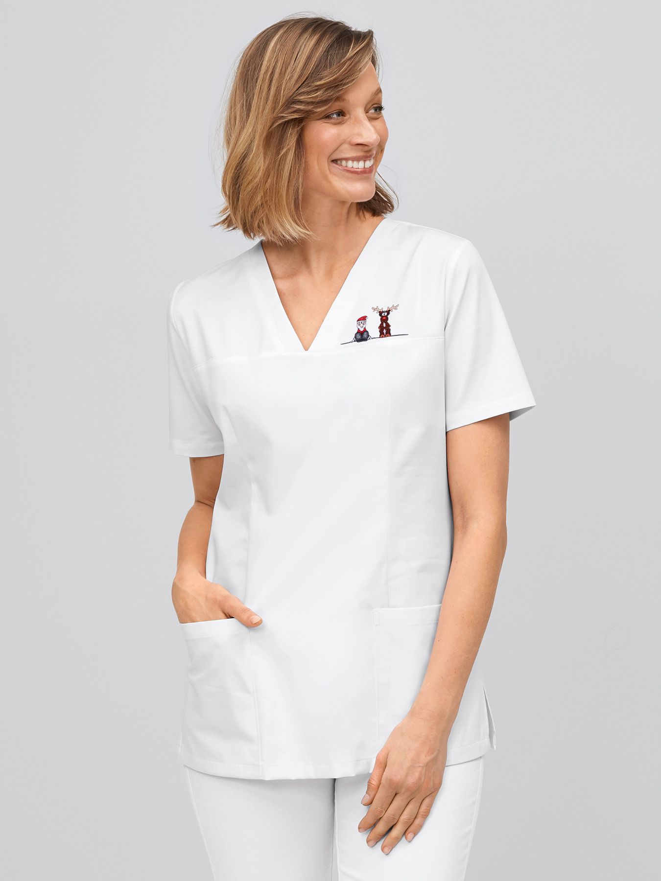 Yläosa jouluaiheisella brodeerauksella 