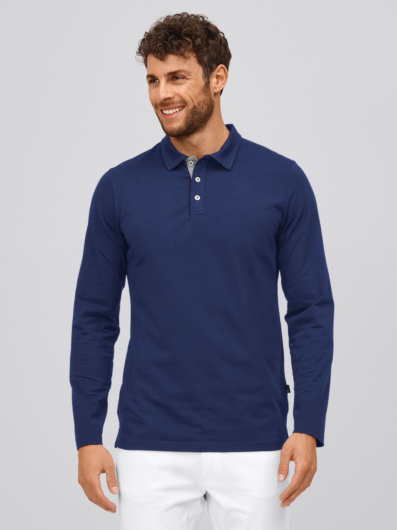 Pitkähihainen paita kauluksella ALGIER, sileä jersey
